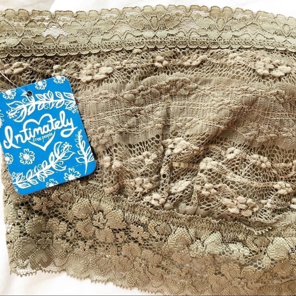 FREE PEOPLE NWT Lace Trim Bandeau Bra Size XS in Taupe - Picture 5 of 13